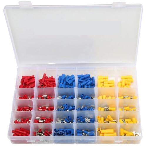 LEDVXFSVY 500pcs Boxed Copper Cold-Pressed Insulated terminal Cable Wire Connector Electrical Crimp Terminal Spade Butt Ring Fork Sets von LEDVXFSVY