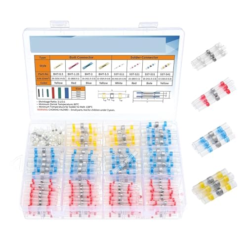 LEDVXFSVY 500pcs Heat Shrink Terminals Mixed Electrical Wire Insulated Butt Connectors Solder Sleeve Tube LEDVXFSVY 500pcs Heat Shrink Terminals Mixed Electrical Wire Insulated Butt Connectors Solder Sleeve Tube von LEDVXFSVY