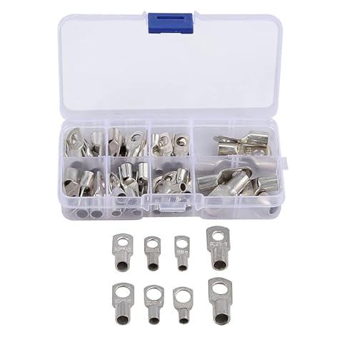 LEDVXFSVY 60PCS Cable Shoes Cable Lugs SC6-SC25 Tinned Copper Lug Ring Wire Connectors Terminals Lugs Wire Copper Ring Terminal Kit von LEDVXFSVY
