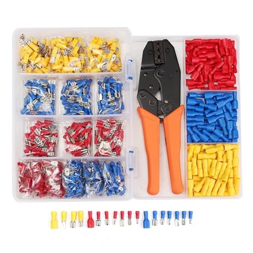 LEDVXFSVY 900pcs Insulated Male/Female Spade Wire Terminals Butt Connectors Kit & 1pc Electrical Crimping Plier 22-10 AWG Hand Tool Set LEDVXFSVY 900pcs Insulated Male/Female Spade Wire Terminals Butt Connectors Kit & 1pc Electrical Crimping Plier 22-10 AWG Hand Tool Set von LEDVXFSVY