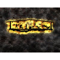 Fitness Skyline Bodybuilding Sport Led Schild Wandbild Muckibude Sporthalle Fitnesscenter von LEDWandbilder