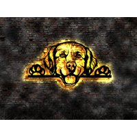 Golden Retriever Led Wandbild Aus Holz Welpen Welpe Buch Hund Dog Zucht Züchter Geschirr Futternapf Leine Leckerlies Halsband von LEDWandbilder