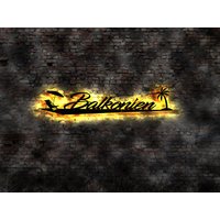 Led Leuchtreklame Schild Balkon Haus Balkonien Terrasse Überdachung Dekoartion Holz Kreative Beleuchtung Sonnenschirm Palmen Urlaub von LEDWandbilder