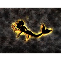 Neon Sign Led Wandbild Leuchtschild Meerjungfrau Mermaid Mädchen Seepferdchen Jungfrau Kinderzimmer Indirekte Beleuchtung von LEDWandbilder