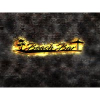 Schild Led Sign Pfeil To Beach Retro No Neon Blechschild Club Wegweiser Strand Strandkorb Weisser Sand Urlaub Bar Meer Palm Bambus von LEDWandbilder