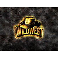 Wild West Kneipe Bar Deko Holzbild Western Sammlung Italo Revolver Tresen Gastro Saloon Cowboy von LEDWandbilder