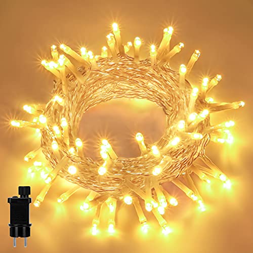 LED Lichterkette Außen, 10m 100LED Lichterkette Außen mit Fernbedienung & Timer, 8 Modi IP44 Wasserdicht Warmweiß Lichterkette für Außen & Innen Weihnachtsbaum Outdoor Party Hochzeit von LEDYA