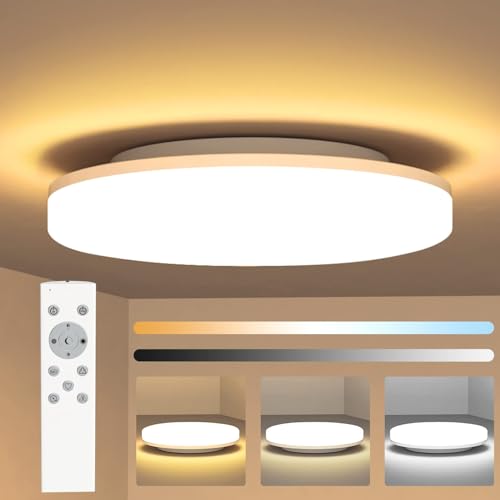 LEDYA LED Deckenleuchte Dimmbar, 24W 2200lm Deckenlampe mit Fernbedienung, 2700K-6500K Warmweiß Naturweiß Kaltweiß Lampe, IP54 Wasserfest für Badezimmer, Wohnzimmer, Balkon, Flur, Küche, Ø275mm von LEDYA