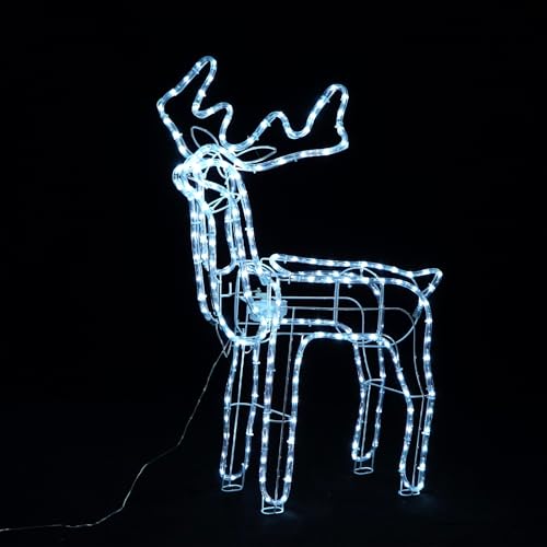 LEDYA Weihnachtsdekoration Rentier stehend – 89 cm große, kaltweiße LED-Rentierfigur, freistehend für drinnen und draußen mit robustem Metallrahmen von LEDYA