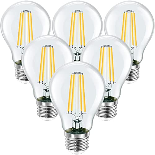 LIGHTNUM E27 LED Warmweiss, 4W 400lm Glühbirne ersetzt 35W Halogenlampen, 2700K Filament Leuchtmittel, Classic Lampe Birnen in Kolbenform, 6 Stück, Klar von LEDYA