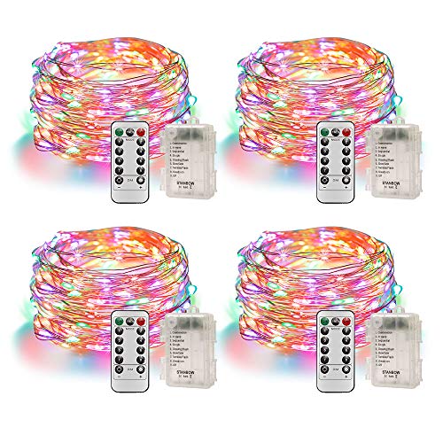 Led Lichterkette Batterie 5m Kupferdraht IP65 Wasserdicht Lichterketten mit Fernbedienung Innen Außen Mehrfarbig Fairy Lights für Zimmer, Party, Hochzeit, Weihnachten usw. (4 Stück/Bunt) von LEDYA