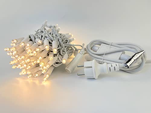 LEDZEIT - Profi Serie - LED Basis Lichterkette, mit Netzkabel, Dauerlicht, 10m, 100 Warmweiß LEDs, Erweiterbar bis 200m, Extra Robust, Profi-System, Innen und Außen, Weihnachten, Feiertage von LEDZEIT