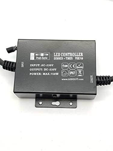 LEDZEIT - Profi Serie - LED Controller mit Netzstecker, Stufenloser Dimmer, Timer, mit Fernbedienung, 230V, Leistung 750W, Wasserdicht IP67, Außen und Innen, nur Kompatibel mit LEDZEIT-Profi Serie von LEDZEIT