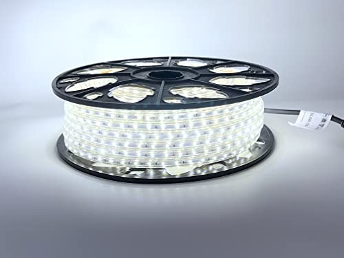 LEDZEIT - Profi Serie - LED Licht Strip Streifen 50m Außen und Innen, 230V, Kaltweiß 6500K, Tageslicht, Dimmbar, Kürzbar. Erweiterbar, Lichtband, Wasserdicht, für Gebäude, Geschäft, Projekt von LEDZEIT