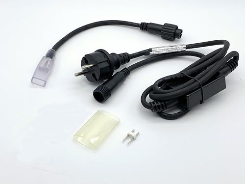 LEDZEIT - Profi Serie - Zubehör Kit, NUR für LED Neon Flex Lichtschlauch Profi Serie，mit Netzkabel, Eingangskabel, Steckverbinder, 1.7M Schwarz von LEDZEIT