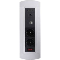 LEDmaxx 105950 Einbau-Steckdose mit HDMI, mit Schalter, mit USB, mit Cat6 Buchse IP20 Schwarz, Chrom von LEDmaxx