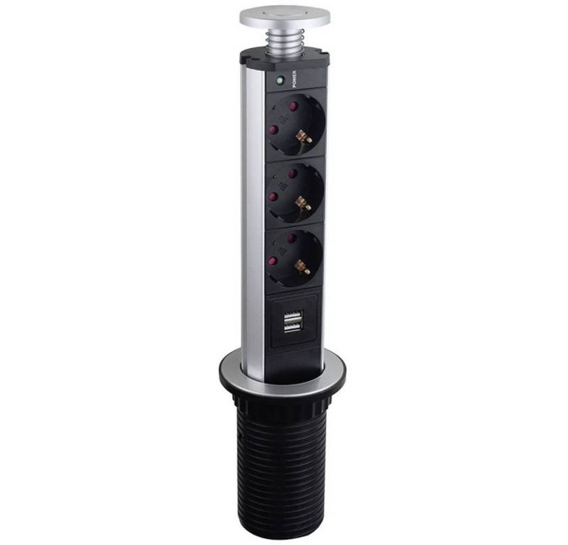 LEDmaxx LEDmaxx TSD001 Steckdosenturm 3fach Aluminium, Schwarz 1 St. Steckdosenleiste von LEDmaxx