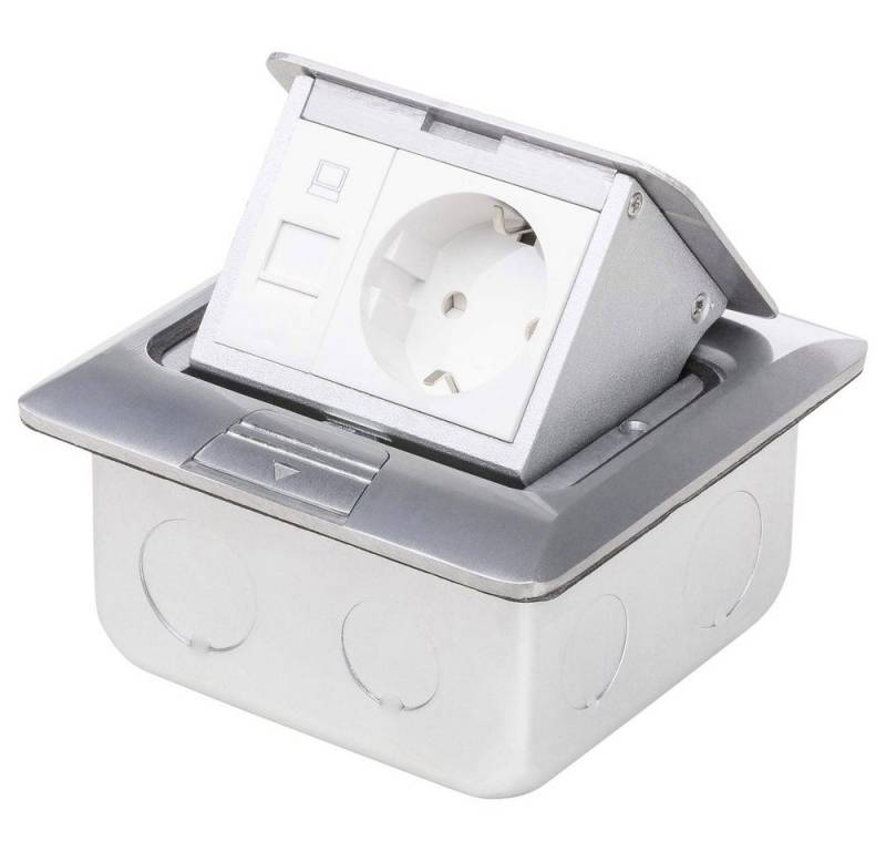 LEDmaxx Steckdose LEDmaxx 105626 1fach Fußboden-Einbausteckdose mit Cat5 Buchse IP20 Al von LEDmaxx