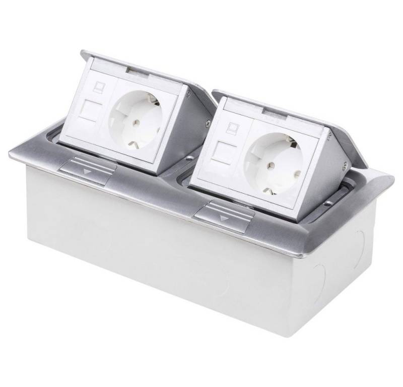 LEDmaxx Steckdose LEDmaxx 105627 2fach Fußboden-Einbausteckdose mit Cat5 Buchse, erhöht von LEDmaxx