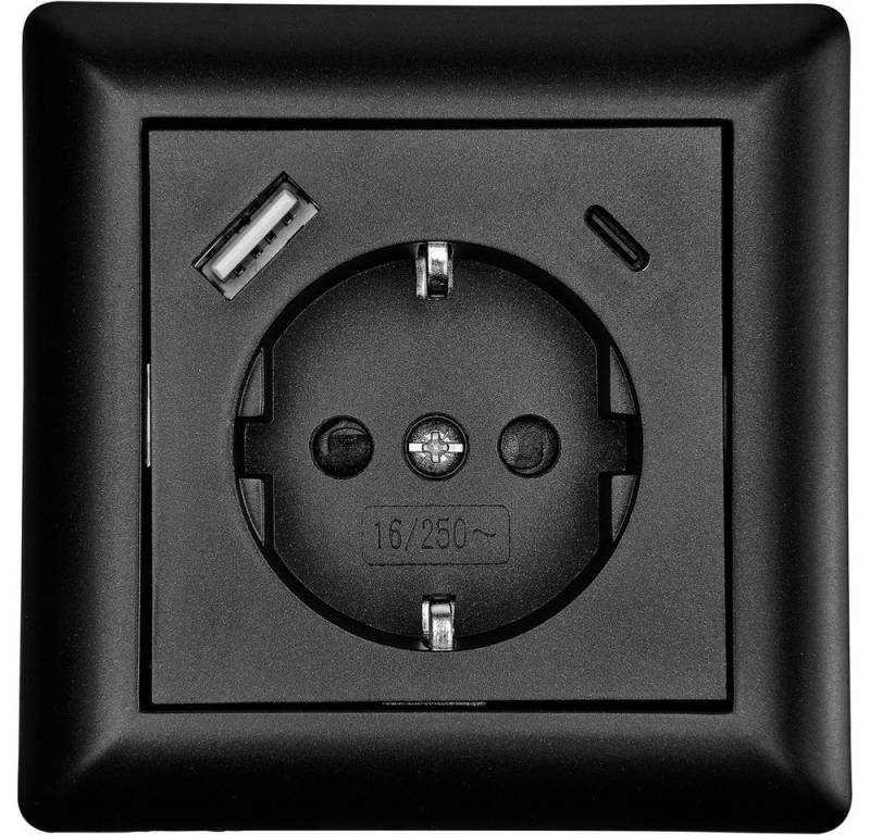 LEDmaxx Steckdose LEDmaxx USB2202 Schutzkontakt-Steckdose Schwarz von LEDmaxx