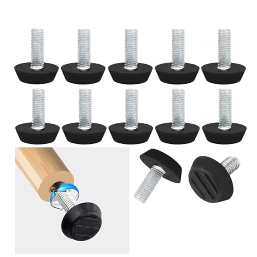 Nivellierfüße mit M8-Gewinde, verstellbare Möbel-Nivellierer, Gewindeschrauben, Tischfüße, Gewinde für Möbel-Nivellierfüße für Tische, Stuhl, Schrankbeine (M8–21 mm, 12 Stück) von LEECHY