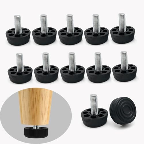 Nivellierfüße mit M8-Gewinde, verstellbare Möbel-Nivellierer, Gewindeschrauben, Tischfüße, Gewinde für Möbel-Nivellierfüße für Tische, Stuhl, Schrankbeine (M8–30 mm, 12 Stück) von LEECHY