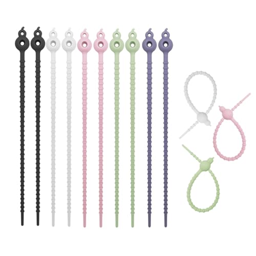Silikon-Kabelbinder, wiederverwendbare Silikon-Kabelbinder, elastische Kabelbinder zum Bündeln und Befestigen von Kabeln, Drähten (20 cm), 10 Stück von LEECHY