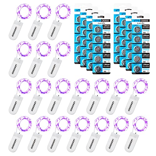 LEECOCO 20 Stück 2m Led lichterkette mit batterie，(zusätzlich 40 Batterien) Doppelte Akkulaufzeit,fur Weihnachten, Hochzeitsdekoration(20 Stück Lila) von LEECOCO