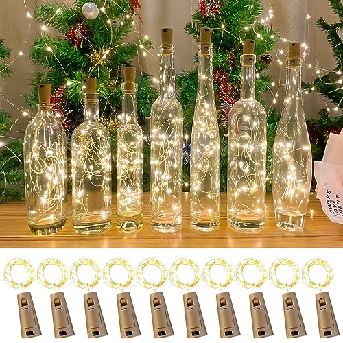 LEECOCO Led flaschenlicht, 2m 20led Flaschenlichterkette korken， Fee lichterkette flaschenkorken für Weihnachten,Party, Hochzeit (10 Stück Warmweiß) von LEECOCO