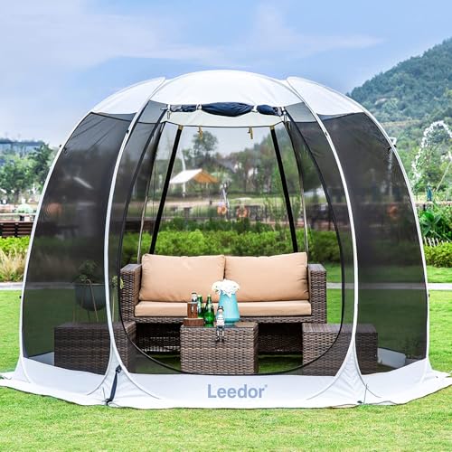 Leedor Pavillons für Terrassen, Sichtschutz, Hauszimmer, 4–6 Personen, Baldachin, Pergolen, Moskitonetz, Campingzelt, Esszimmer, Pop-Up-Sonnenschutz, Netzwände, Nicht wasserdicht, grau, 3 x 3 m Leedor Pavillons für Terrassen, Sichtschutz, Hauszimmer, 4–6 Personen, Baldachin, Pergolen, Moskitonetz, Campingzelt, Esszimmer, Pop-Up-Sonnenschutz, Netzwände, Nicht wasserdicht, grau, 3 x 3 m von LEEDOR