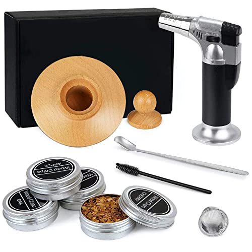 Cocktail Smoker Kit mit Taschenlampe, Drink Smoker mit 4 Flavors Wood Chips, Tragbarer Cocktail Smoker Geschenke Für Männer, Altmodisches Smoker Kit Für Whiskey (kein Butan) von LEEGOHI