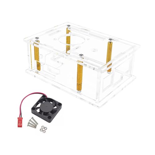 LEEINTO Acrylgehäuse-Box-Lüfter für Orange Pi 3B-Entwicklungsboard-Gehäuse, Außenschalen mit Kühlgebläse-Kühlkörper von LEEINTO