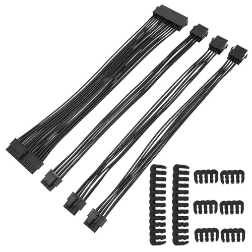 LEEINTO Computer Mainboard 24Pin Netzteil Kabel mit GPU 8Pin CPU 8Pins Netzkabel 18Awg Linie Langlebige Kamm Set von LEEINTO