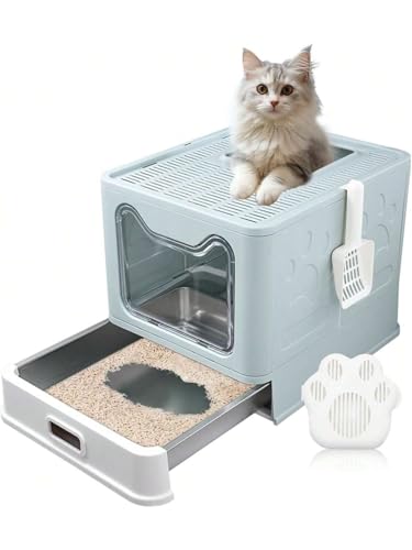 LEEJARD Katzenklo mit Deckel, ausziehbares Edelstahl Tablett und Katzenklo Schaufel, hop in Katzenklo XXL Katzentoilette geschlossen geräumig katzenklo groß für Katzen bis 15 kg, Leichtere Reinigung LEEJARD Katzenklo mit Deckel, ausziehbares Edelstahl Tablett und Katzenklo Schaufel, hop in Katzenklo XXL Katzentoilette geschlossen geräumig katzenklo groß für Katzen bis 15 kg, Leichtere Reinigung von LEEJARD