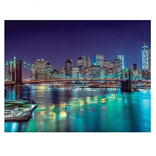 5D Diy Diamant Stickerei New York Skyline Landschaft,Vollbohrer Diamant Malerei Kreuzstich Strass Mosaic Sticker,40X50cm von LEELIYA