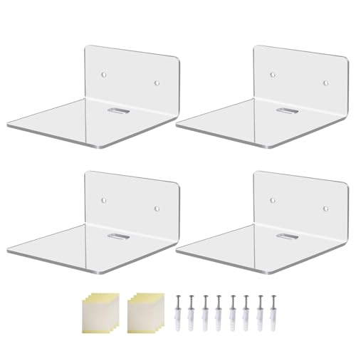 LEELOU Set Von 4 Praktischen Acryl Wandhalterhalter Schwimmenden Rack Transparente Regale Für Lautsprecher Und Kleines LEELOU Set Von 4 Praktischen Acryl Wandhalterhalter Schwimmenden Rack Transparente Regale Für Lautsprecher Und Kleines von LEELOU