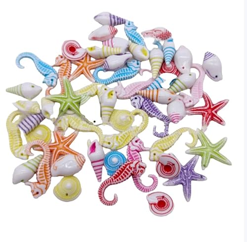 LEEMASING 100 Stück gemischte Mini-Muscheln Seesterne Muscheln Seepferdchen Strand Hochzeit Ornament für Hochzeit Party Dekor DIY Bastelbedarf von LEEMASING