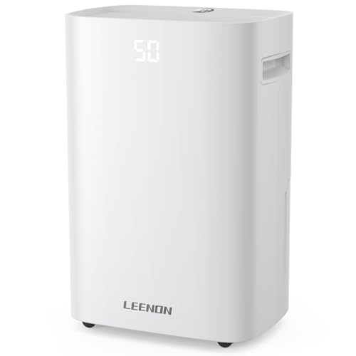 LEENON Luftentfeuchter 25L/24H, Elektrischer Luftentfeuchters mit Wäschetrocknung, 2.5L Tank, Timer, Doppelablauf, rotierendem Rad, 125m³/50m², Raumentfeuchter für Badezimmer, Schlafzimmer, Keller von LEENON