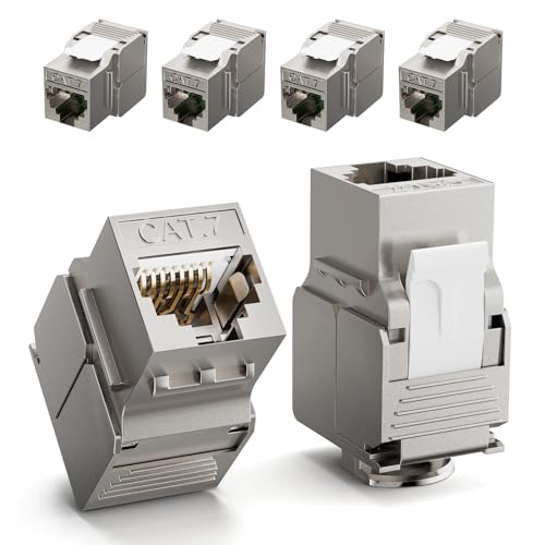LEENUE 6 Stück RJ45 Keystone Jack Cat7, Vergoldet Keystone Modul for CAT7 CAT6A CAT6 Verlegekabel, RJ45 Stecker, Patchkabel Netzwerkkabel und Ethernet Patch Pane, Netzwerkdose, 10 Gbit/s/600MHZ von LEENUE