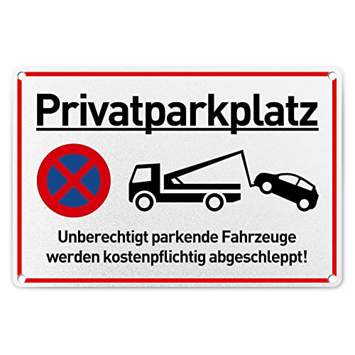 Parken Verboten Schild,30x20cm Warnschild Aluminium, inkl. 4 Bohrlöcher Abgerundete Ecken Hinweisschild, Das Zuwiderhandelnde Fahrzeug Wird Auf Kosten des Eigentümers Abgeschleppt! Gold von LEEPAT