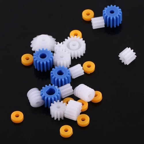 LEEQ 26 pcs Kunststoff Zahnrad Getriebe Spindel Schneckengetriebe Mini Getriebe, für Flugzeug Auto Modell DIY Roboter Getriebe Kit(2 mm/2,3 mm/3 mm/3,17 mm/4 mm) von LEEQ