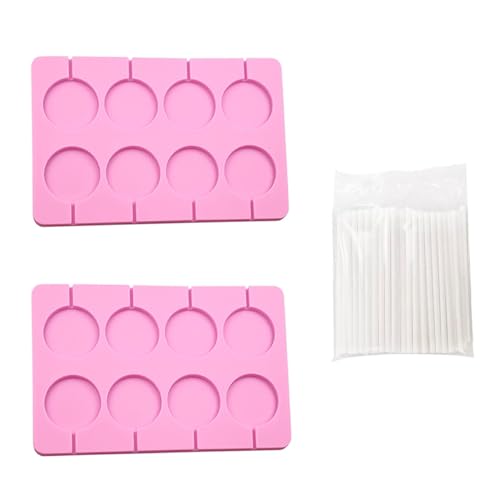 LEEQ Runde Lutscher Form aus Silikon - 2pcs Lollipop Candy Silikon Formen Schokoladenform Runde Form-Süßigkeit, mit 100 Lutscher Stiele, für Lutscher Gelee Schokolade Herstellen von LEEQ