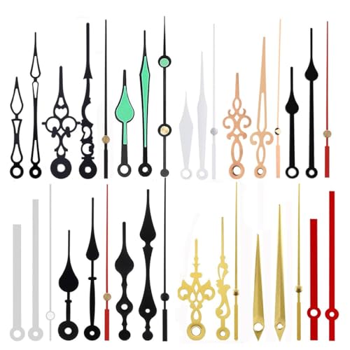 LEEQ Set de 12 Style Zeiger für wanduhr - Aluminium Uhrzeiger bausatz Quarz uhrwerk Lange Zeiger DIY Ersatzteile für die Uhr Reparatur(mehrere Farben) von LEEQ