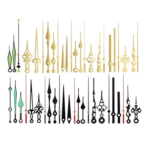 LEEQ Set de 16 Style Zeiger für wanduhr - Aluminium Uhrzeiger bausatz Quarz uhrwerk Lange Zeiger DIY Ersatzteile für die Uhr Reparatur(Gold/Schwarz) von LEEQ