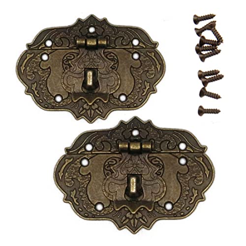 LEEQ Vintage Antik-Verschlüsse - 2Pcs Bronze Eisen Design, Möbel-Verschlüsse, Beschläge für Vorhänge-Schloss Schlösser an Truhen Kisten Schieber von LEEQ