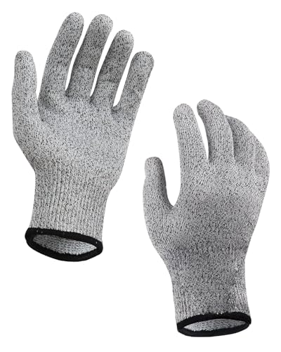 LEEQBCR 1 Paar graue schnittfeste Handschuhe, Arbeitshandschuhe, Gartenhandschuhe, schnittfeste Küchenhandschuhe, Hochleistungsschutzstufe 5, Sicherheitsarbeitshandschuhe (L) von LEEQBCR