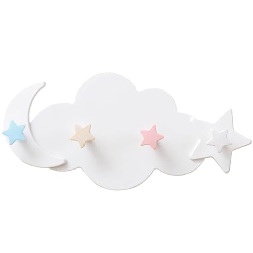LEEQBCR 1Stück Stern und Mond Garderobenhaken, 4 Haken Mantelhaken Kinder Kunststoff ohne Bohren Wandgarderobe selbstklebend wasserdicht Wolke Wandhaken, geeignet für Garderobe LEEQBCR 1Stück Stern und Mond Garderobenhaken, 4 Haken Mantelhaken Kinder Kunststoff ohne Bohren Wandgarderobe selbstklebend wasserdicht Wolke Wandhaken, geeignet für Garderobe von LEEQBCR