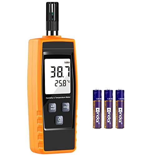 Tragbares Feuchtigkeitsmessgerät, LEERCHUANG Digitales Thermometer, Hygrometer für Innen/Außen, Temperaturleser, Feuchtigkeitsmonitor, W Min/Max-Wert, Datenspeicherung, LCD-Display von LEERCHUNAG