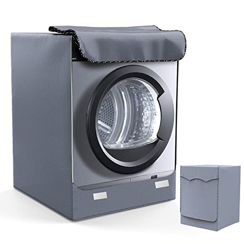 LEESITEC Waschmaschinenabdeckung für den Außenbereich, , Abdeckung Waschmaschine und Trockner, Innenraum, staub- schmutzabweisend, mit Öffnungen vorne grau (M 60 × 53 85 cm), M-60×53×85cm von LEESITEC
