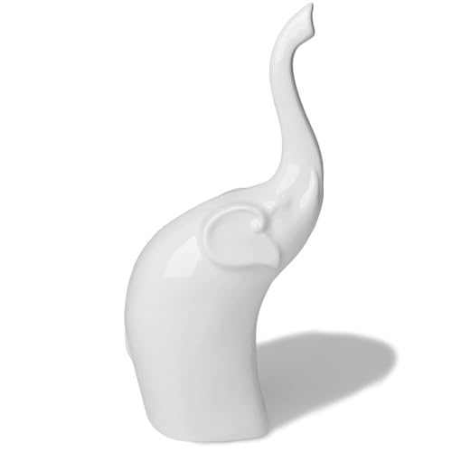LEETOYI Kunstwerke aus Porzellan, Elefantenstatue, moderne Dekoration, perfekt für Wohnzimmer, Bücherregal, Schrank, Schreibtisch, Tischdekoration, 12,2 cm L x 27,7 cm H, Weiß LEETOYI Kunstwerke aus Porzellan, Elefantenstatue, moderne Dekoration, perfekt für Wohnzimmer, Bücherregal, Schrank, Schreibtisch, Tischdekoration, 12,2 cm L x 27,7 cm H, Weiß von LEETOYI